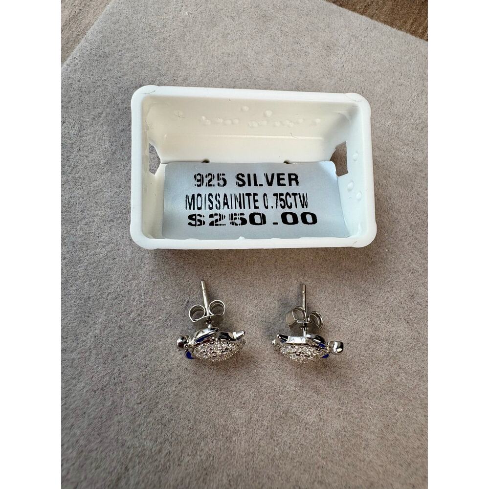 .75CTW Moissanite Turtle Earrings - New! Sterling Silver - Picture 3 of 7